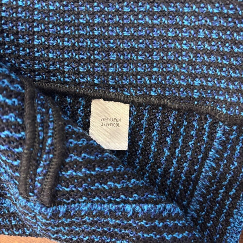 St. John Blue Black Boucle Tweed Knit Wool Blend Blazer Womens Size 8 Luxury EUC - Picture 7 of 8